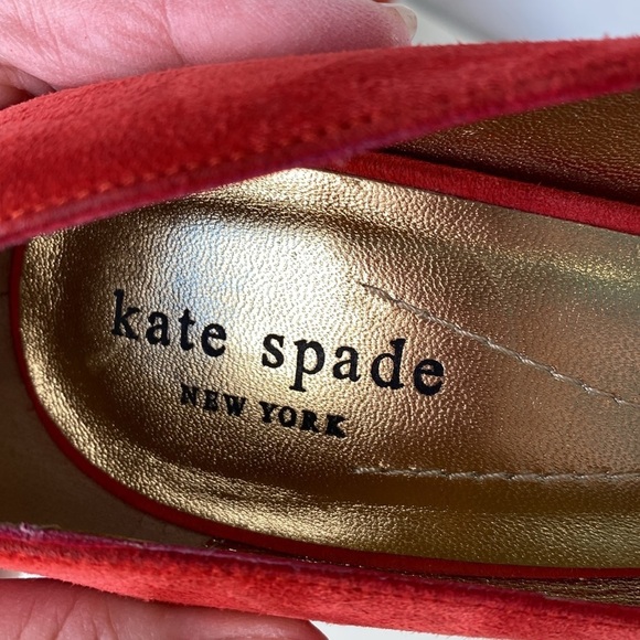 kate spade New York peep toe Italian Suede Heart Stiletto Pump Heel Red Size 6.5 - Picture 10 of 14